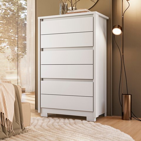 Cômoda para Quarto 6 Gavetas Imperium Branco