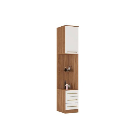 Mesa de Cabeceira Modulada Armário de 71180k Irlanda C/ 1 Porta e 3 Gavetas Amendola/branco - Demó