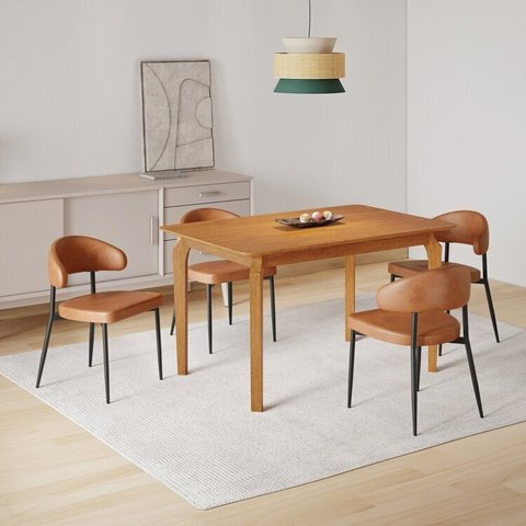 Conjunto Sala de Jantar Mesa Candian 4 Cadeiras Bless Marrom Whiskey Yescasa