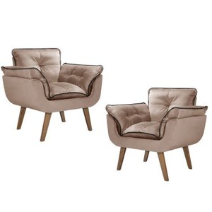 Kit 2 Poltronas Opalla com Debrum e Base Palito