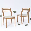 Ver imagem 2 de Kit 6 Cadeiras para Sala de Jantar Estofadas Damasco Bege/Madeira/Cru