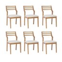 Ver imagem 1 de Kit 6 Cadeiras para Sala de Jantar Estofadas Damasco Bege/Madeira/Cru