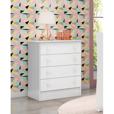 Cômoda Infantil Pirulito C/ 4 Gavetas Branco