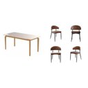 Ver imagem 2 de Conjunto Sala de Jantar Mesa com Vidro Candian 4 Cadeiras Bless Marrom/Off White/Whiskey