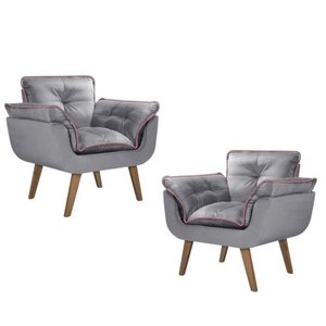 Kit 2 Poltronas Opalla com Debrum e Base Palito