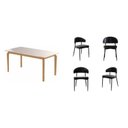 Ver imagem 2 de Conjunto Sala de Jantar Mesa com Vidro Candian 4 Cadeiras Bless Marrom/Off White/Preto