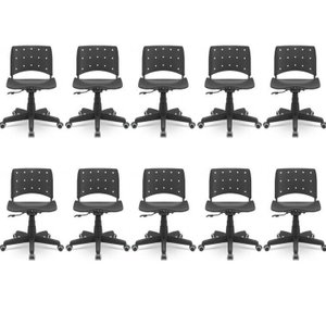 Kit 10 Cadeiras para Escritório Ergonômica Secretária Giratória Ergoplax Mais Nr17