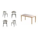 Ver imagem 2 de Conjunto Sala de Jantar Mesa com Vidro Candian 4 Cadeiras Bless Marrom/Off White/Cinza