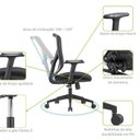 Ver imagem 3 de Kit 8 Cadeiras Escritório Diretor NR17 Tela Mesh Alpha Preto