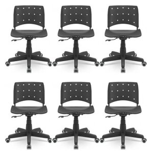 Kit 6 Cadeiras para Escritório Ergonômica Secretária Giratória Ergoplax Mais Nr17