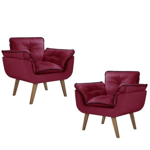 Kit 2 Poltronas Opalla com Debrum e Base Palito