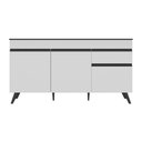Ver imagem 3 de Balcão Cozinha Gabinete Pia 150cm 3 Portas 1 Gaveta Veneza Multimóveis V2072 Branco/preto