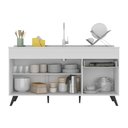 Ver imagem 4 de Balcão Cozinha Gabinete Pia 150cm 3 Portas 1 Gaveta Veneza Multimóveis V2072 Branco/preto