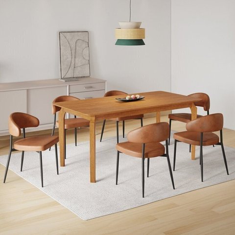 Conjunto Sala de Jantar Mesa Candian 6 Cadeiras Bless Yescasa Marrom/Whiskey