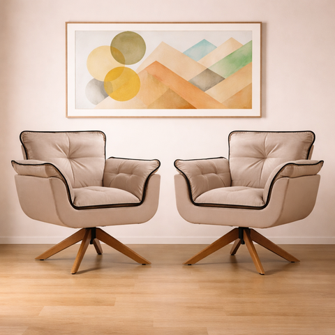 Kit 2 Poltronas Opalla com Debrum e Base Giratória