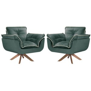 Kit 2 Poltronas Opalla com Debrum e Base Giratória