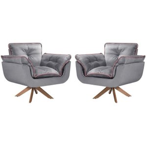 Kit 2 Poltronas Opalla com Debrum e Base Giratória