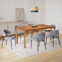 Ver imagem 1 de Conjunto Sala de Jantar Mesa Candian 6 Cadeiras Bless Marrom/Cinza