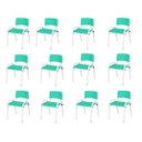 Ver imagem 2 de Kit 12 Cadeira Iso Infantil Creche, Escola Base Branco Verde Água