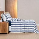 Ver imagem 5 de Jogo Cama Lençol Daily Casal Padrão Malha 100% Algodão Listrado 4 Peças - Azul Marinho