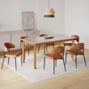 Ver imagem 1 de Conjunto Sala de Jantar Mesa com Vidro Candian 6 Cadeiras Bless Marrom/Off White/Whiskey
