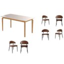 Ver imagem 2 de Conjunto Sala de Jantar Mesa com Vidro Candian 6 Cadeiras Bless Marrom/Off White/Whiskey