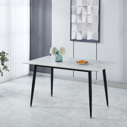 Mesa de Jantar Regular V4001 120cm x 75cm x 70cm Branco/Preto