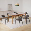 Ver imagem 1 de Conjunto Sala de Jantar Mesa com Vidro Candian 6 Cadeiras Bless Marrom/Off White/Preto