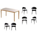 Ver imagem 2 de Conjunto Sala de Jantar Mesa com Vidro Candian 6 Cadeiras Bless Marrom/Off White/Preto