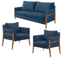 Ver imagem 2 de Conjunto Sala de Estar Orion com 1 Sofá 2 Lugares Living e 2 Poltronas