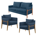 Ver imagem 2 de Conjunto Sala de Estar Orion com 1 Sofá 2 Lugares Living e 2 Poltronas