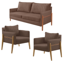 Ver imagem 2 de Conjunto Sala de Estar Orion com 1 Sofá 2 Lugares Living e 2 Poltronas