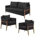 Ver imagem 2 de Conjunto Sala de Estar Orion com 1 Sofá 2 Lugares Living e 2 Poltronas