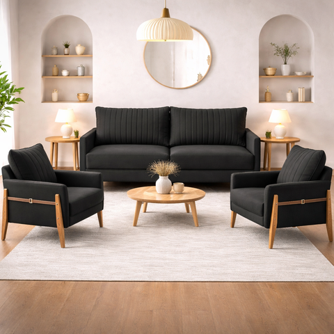 Conjunto Sala de Estar Orion com 1 Sofá 2 Lugares Living e 2 Poltronas
