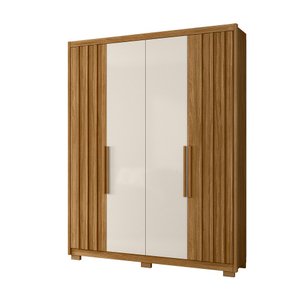 Guarda Roupa Solteiro 4 Portas e 3 Gavetas Munique M01 Freijó Off White Clique Chique