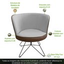 Ver imagem 3 de Poltrona Decorativa Chiara Base Orby Corano Marrom/poliéster Cinza Claro - Nexta Casa
