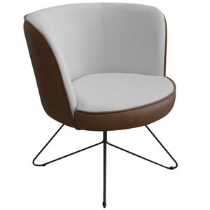 Poltrona Decorativa Chiara Base Orby Corano Marrom/poliéster Cinza Claro - Nexta Casa