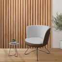 Ver imagem 2 de Poltrona Decorativa Chiara Base Orby Corano Marrom/poliéster Cinza Claro - Nexta Casa