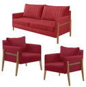 Ver imagem 2 de Conjunto Sala de Estar Orion com 1 Sofá 2 Lugares Living e 2 Poltronas