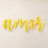 Adorno De Parede Amor 27cm - Palavra, Quadro, lettering - Toque 3D:Amarelo - 1