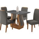 Ver imagem 2 de Conjunto Mesa de Jantar Retangular Amore 120x80cm com Vidro e 4 Cadeiras Yescasa Cinza/Mel/Grafite