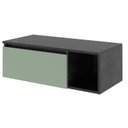 Ver imagem 4 de Gabinete Suspenso para Banheiro 80cm 1 Porta Basculante 1 Nicho Preto/Mármore Lunar/Verde Mar