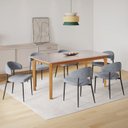 Ver imagem 1 de Conjunto Sala de Jantar Mesa com Vidro Candian 6 Cadeiras Bless Marrom/Off White/Cinza