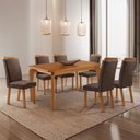 Ver imagem 1 de Mesa de Jantar Liz 180 cm Tampo MDF Laminado Canto Copo com 6 Cadeiras Aline