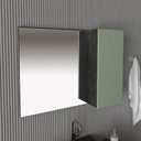 Ver imagem 1 de Espelheira Armário para Banheiro com Espelho 80cm 60cm x 17cm Preto/Mármore Lunar/Verde Mar