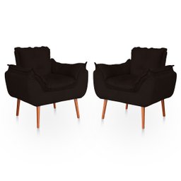 Kit 02 Poltronas Opala para Sala Confortável Resistente Marrom - 1