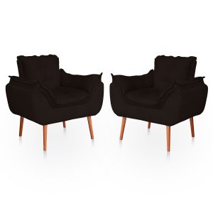 Kit 02 Poltronas Opala para Sala Confortável Resistente Marrom