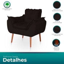 Kit 02 Poltronas Opala para Sala Confortável Resistente Marrom - 5