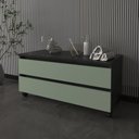 Ver imagem 1 de Balcão Gabinete para Banheiro 80cm com Rodízio e 2 Gavetas BN3603 Preto/Mármore Lunar/Verde Mar