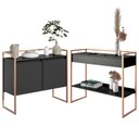 Ver imagem 1 de Conjunto Buffet Compacto e Aparador Industrial Preto Cobre